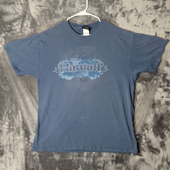 Vintage Y2K Faded Hawaii Blue Short Sleeve Tribal Surf Graphic Size X-Large - Picture 1 of 7